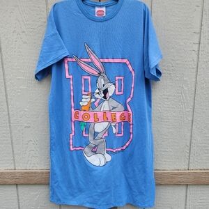 Vintage 1993 Bugs Bunny College Single Stitch Kidcore bright Tee‎ Size XL